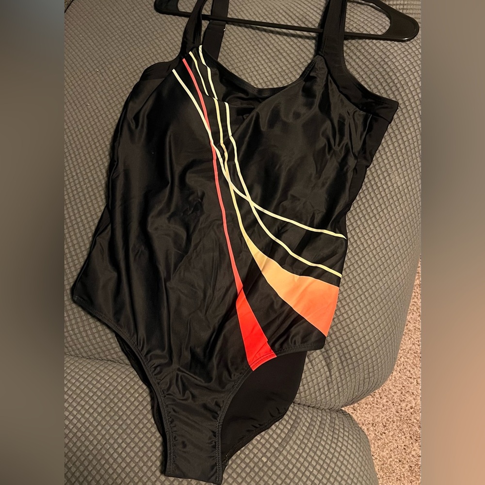 Black and Orange Women's Swimsuit